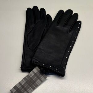 Black Leather Dress Gloves with Silver stud Accents